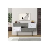 Buffet Moderno con Acabado en Mármol Gris Antiguo y Blanco