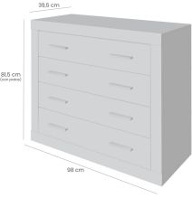 Meyvaser - Cómoda con 4 Cajones, Sinfonier,Colores Andersen y Pino Gris, Medidas: 60 cm (An) x 81.5 cm (Al) x 39.5 cm (Fon)