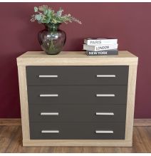 Meyvaser - Cómoda con 4 Cajones, Sinfonier, Color Cambrian y Negro, Medidas: 60 cm (An) x 81.5 cm (Al) x 39.5 cm (Fo)