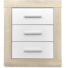 BricoExpo - Pack Cabecero de 160 x 120 cm + 2 Mesitas de Noche |Color Cambria y Blanco (para Cama de 135-140 o 160)