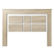 BricoExpo - Pack Cabecero de 160 x 120 cm + 2 Mesitas de Noche |Color Cambria y Blanco (para Cama de 135-140 o 160)