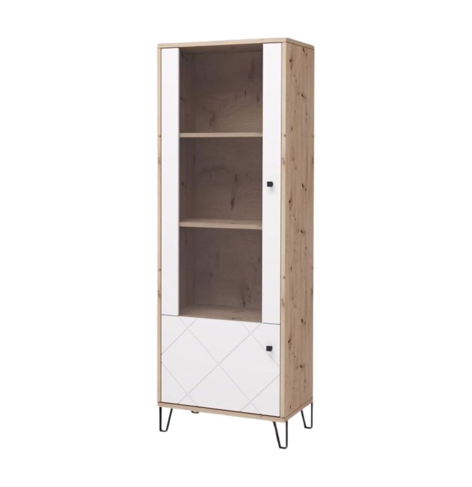 Vitrina Alta | 2 Puertas, Frentes en DM Lacado Blanco Mate | Medidas: 170,2 cm Alto x 40 cm Fondo x 68,4 cm Ancho