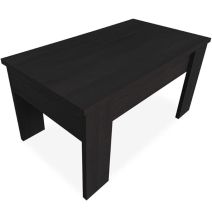 Mesa de Centro Elevable, Mesita de Salón o Comedor, Acabado en Color Wengue, Medidas: 90 cm (An) x 50 cm (Fon) x 46-57 cm (Al)