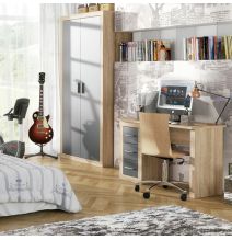 Escritorio Moderno de 3 Cajones - Acabado Cambria y Grafito de Alta Calidad - 120 cm de Ancho, 50 cm de Fondo, 72 cm de Alto