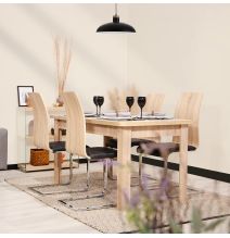 Pack 4 sillas de Comedor, Acabado en símil Piel Color Negro y Madera, Medidas: 44 cm (An) x 57 cm (Lar) x 97 cm (Al)