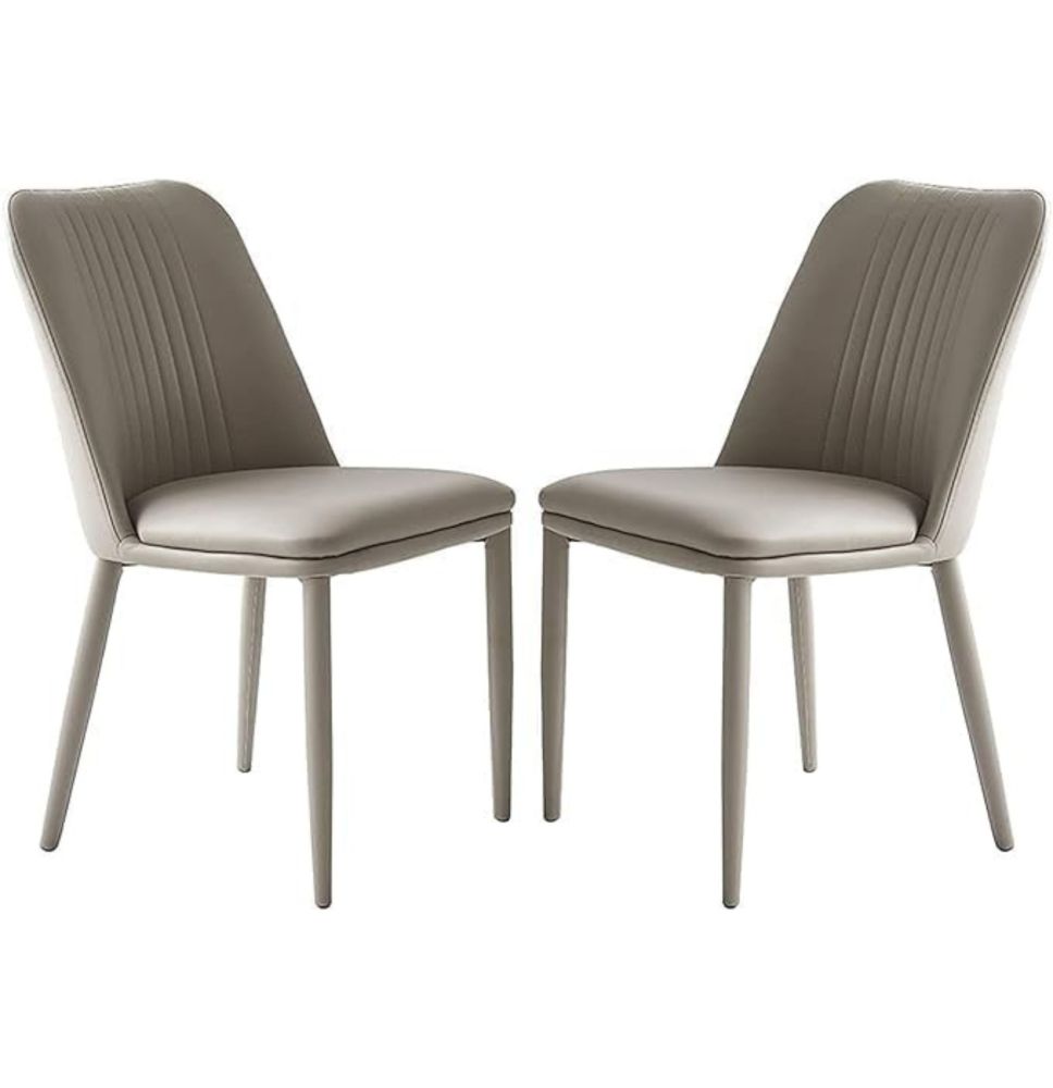 Pack 2 sillas tapizadas en Piel sintética Color Latte, Patas Metal, Medidas: Alto: 87cm Ancho: 50cm Profundidad: 53cm
