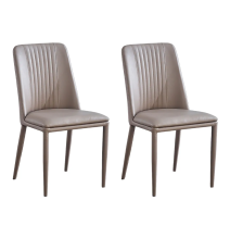 Pack 2 sillas tapizadas en Piel sintética Color Latte, Patas Metal, Medidas: Alto: 87cm Ancho: 50cm Profundidad: 53cm