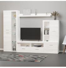 Mueble de Salón Moderno con Leds, Acabado en Andersen Pino, Medidas: 260 cm (Ancho) x 191 cm (Alto) 47,5 cm (Fondo)