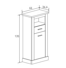 Mueble de Comedor, Mueble Salón, Acabado en Blanco y Cambria, Medidas: 326 cm (Ancho) x 174,7 cm (Alto) x 41,8 cm (Fondo)