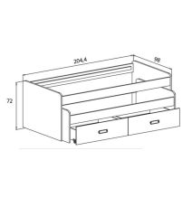 Cama Nido Juvenil Doble con Cajones de Almacenaje – Puccini Andersen, 198.4 cm Largo x 98 cm Ancho x 72 cm Alto