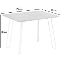 Mesa Comedor en Madera Estilo Industrial, Patas metálicas Blancas, Medidas 100 cm (Lar) x 70 cm (Anc) 76 cm (Al)