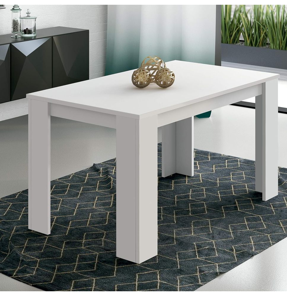 Mesa de Comedor, Mesa de Salón Fija, Color Andersen Blanco, Medidas: 140 cm (Largo) x 80 cm (Ancho) x 75 cm (Alto)
