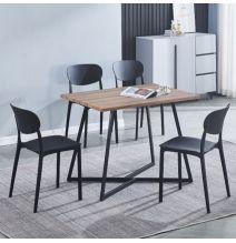 Mesa Comedor Madera, Patas metálicas En Color Negro, Mesa Rectangular, Medidas 100 cm (Lar) x 70 cm (Anc) 76 cm (Al)