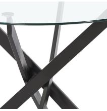 Mesa Redonda con Tapa de Cristal y Estructura Metálica Pata En Color Negro | Medidas: 110 x 73 cm