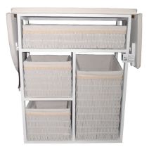 Mueble de plancha Lisboa color blanco con 4 cajones de almacenamiento y ruedas