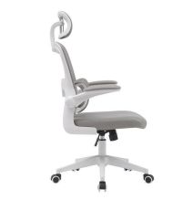 Silla de Oficina Ergonómica en Tejido 3D Gris con Reposacabezas Regulable y Refuerzo Lumbar - Medidas 65x55x114-124 cm