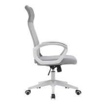 Silla de Oficina Ergonómica con Respaldo en PU Gris y Tejido 3D Gris, Reposacabezas Ajustable- Medidas 57,5x54x104-114 cm