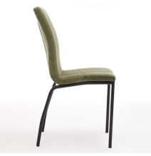 Juego de 4 Sillas con Estructura de Madera Tapizadas en Tela Verde Repelente al Agua y Patas Metálicas -Medidas 43x56x95 cm