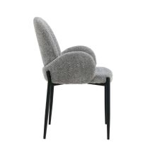 Juego de 2 Sillas con Brazos Tapizadas en Tela Gris y Patas Metálicas Negras - Medidas 60x57x88 cm