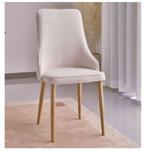 Juego de 4 Sillas Tapizadas en Tela Beige Repelente al Agua con Patas Metálicas en Acabado Madera - Medidas 96x56x40 cm