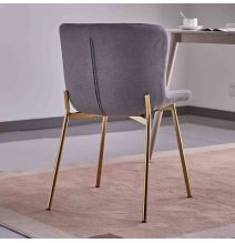 Juego de 4 Sillas con Estructura de Madera Tapizadas en Color Gris oscuro y Patas Acabado Dorado -Medidas 50x54x81 cm