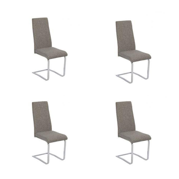 Pack de 4 Sillas Tapizadas en Símil Piel Gris Oscuro con Pata de Tubo Ovalado en Acabado Cromo,Medidas 46x54x110 cm