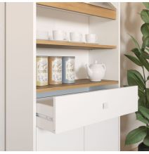 Armario Multiusos Tipo Buffet con 4 Puertas – Acabado Blanco y Roble – 180 x 67 x 29 cm (alto x ancho x fondo)