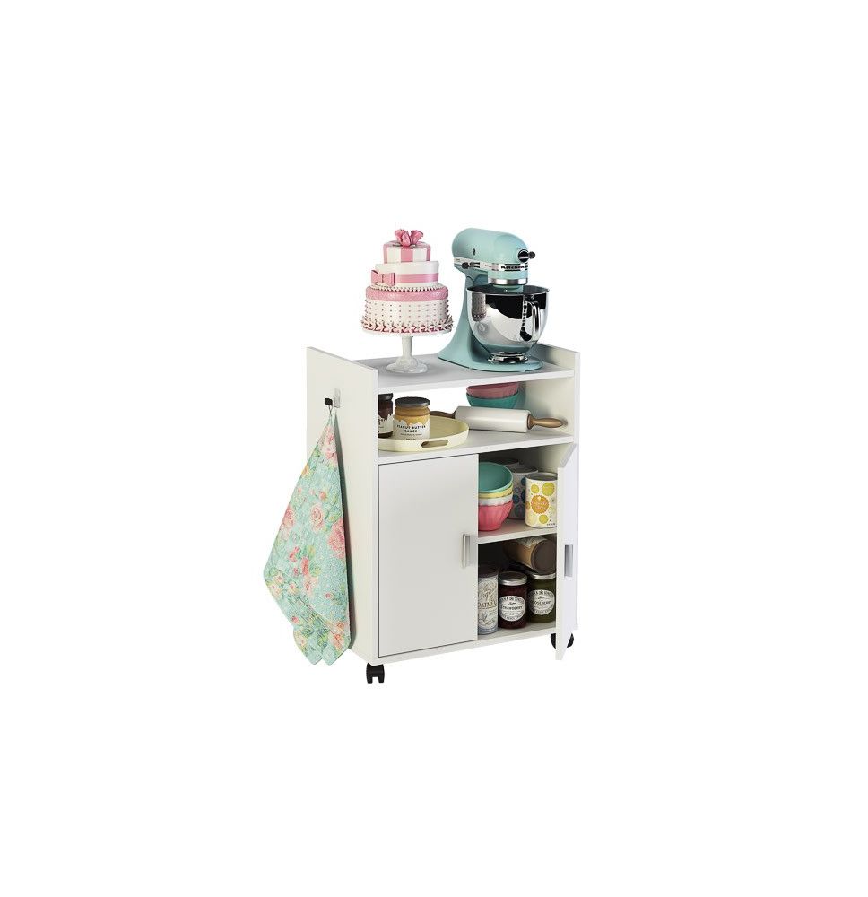 Mueble Auxiliar para Microondas – Acabado Blanco – 79,5 x 60 x 40 cm (alto x ancho x fondo)