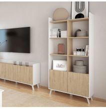 Estantería Decorativa, Librería, Separador Ambientes, Acabado en Roble y Blanco,171 cm (Al) x 80 cm (Anc) x 33,5 cm (Fon)