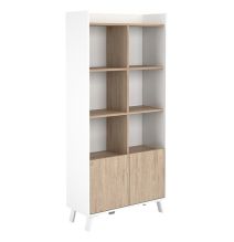 Estantería Decorativa, Librería, Separador Ambientes, Acabado en Roble y Blanco,171 cm (Al) x 80 cm (Anc) x 33,5 cm (Fon)