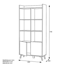Estantería Decorativa, Librería, Separador Ambientes, Acabado en Roble y Blanco,171 cm (Al) x 80 cm (Anc) x 33,5 cm (Fon)