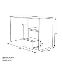 Escritorio de Oficina con 2 Cajones y 1 Estante, MDF Roble y Blanco, 120x50x75 cm - Moderno y Funcional