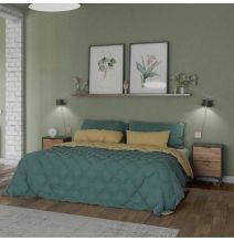 Mesita de noche 2 cajones Moderna acabado Gris/roble 56.5cm(alto) 40cm(ancho) 35cm(fondo)