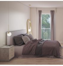 Mesita de Noche Moderna Mesilla de Noche con 2 Cajones Mesita Auxiliar para Dormitorio 49,6x40x35cm Color Cemento y Blanco