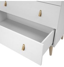 Cómoda con 3 Cajones, para Dormitorio, Acabado en Color Blanco, Medidas: 80 cm (Ancho) x 83,5 cm (Alto) x 48 cm (Fondo)