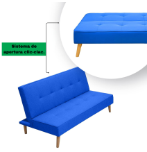 Sofá Cama Clic Clac 3 Plazas Tipo Libro, Color Azul oscuro, Diseño Moderno, 188x88x88 cm