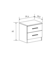 Mesita de Noche 2 cajones, Mesilla de Noche Acabado en Beige y Negro, Medidas: 39,6 cm (Largo) x 33,5 cm (Fondo) x 43 cm (Alto)