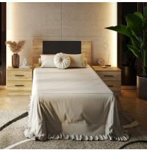 Conjunto Pack Cabecero y 2 Mesitas de Noche,Mesilla de noche 2 Cajones Color Mauvella, 110x45x1,6 cm (LargoxAltoxProfundo)