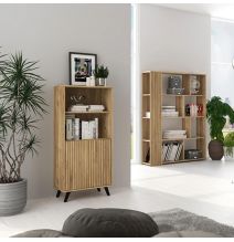 Mueble Bar para Salón o Comedor, Aparador de Cocina, Color Mauvella-rayas, Medidas: 60 cm (Anc) x 135 cm (Al) x 40 cm (Fon)