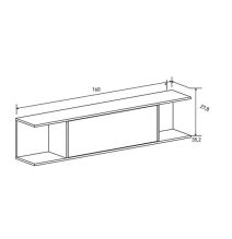 Mueble de TV de Diseño Nórdico + Modulo Alto, 2 Compartimentos y 2 Puertas,Mauvella Rayas, 49cm(Al) x 180cm (Anc) x 40cm (Fon)