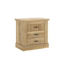 Pack de Muebles de Dormitorio Habitación con Cabecero, 2 Mesitas de Noche 3 Cajones y Sinfonier en Color Mauvella Rayas